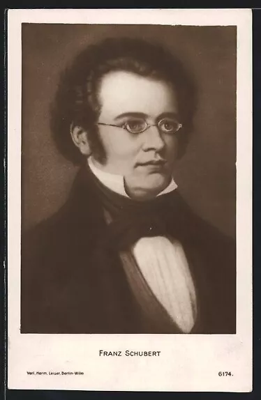 Komponist Franz Schubert als junger Mann im Portrait, Ansichtskarte