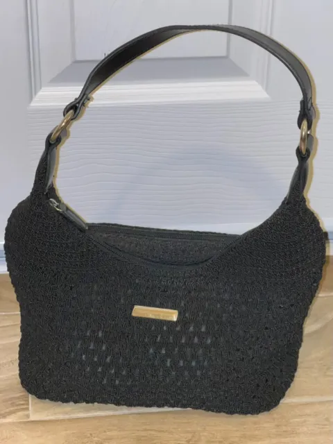 Unbranded Black Lined Crochet Small Shoulder Bag 1 Strap Purse! NWOT Really Nice