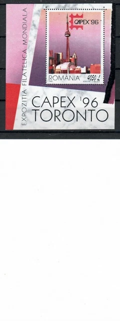 Romania 1996  CAPEX TORONTO EXPOZITIA INTERNATIONALA  FILATELICA   BLOCK   MNH