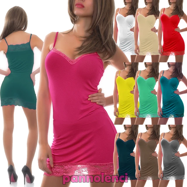 Top miniabito donna vestitino jersey fondo pizzo floreale abito canotta AS-435