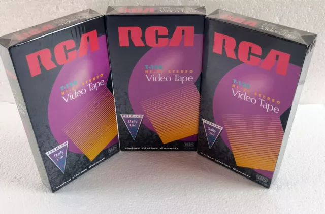 3 cintas de video VHS en blanco RCA T-120 6 horas SELLADAS DE FÁBRICA