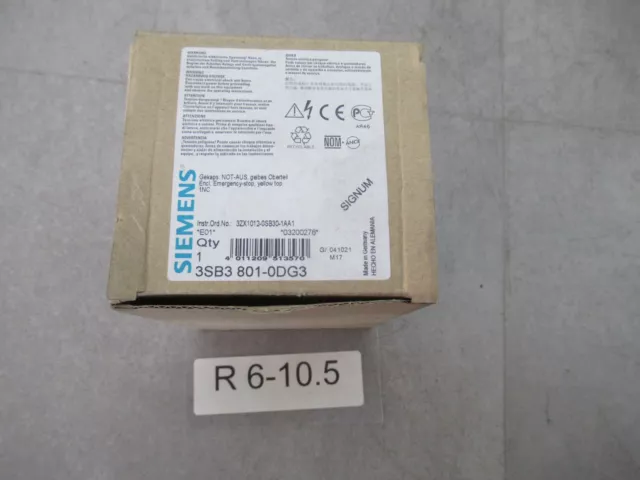 Siemens 3SB3-801-0DG3 Stop D'Urgence Bouton de Commande Emballage Inutilisé