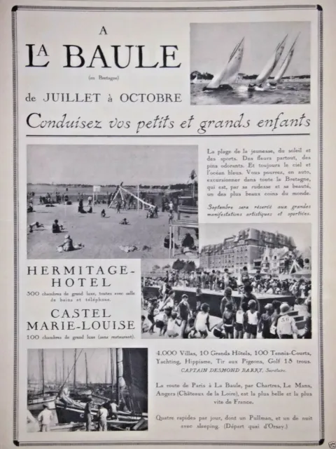 Publicité Presse 1930 La Baule En Bretagne Hermitage-Hotel - Castel Marie-Louise