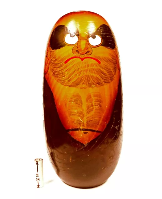 Japanese Large Daruma Wooden Kokeshi Doll Buddhist Lucky Charm Wealth Fortune D4