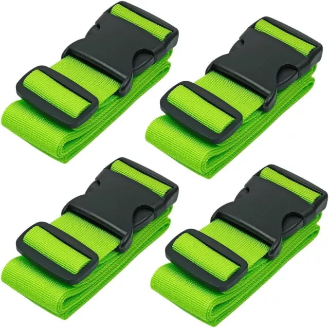 Luggage Straps for Suitcases Travel Belt Suitcase Strap 4-Pack Green