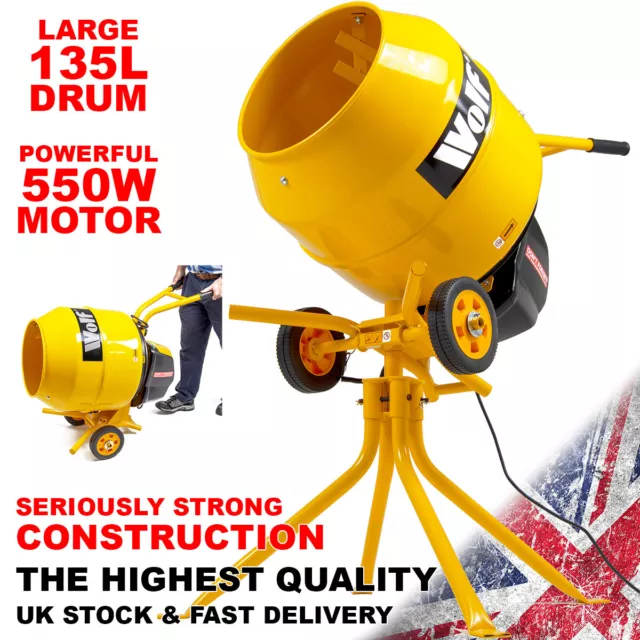 Cement Concrete Mixer Belle Style Wolf Electric Mortar Portable 550w 135L