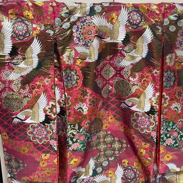 Japanese Kimono Uchikake Luxurious Wedding Pure Silk Glitter pink from japan 3