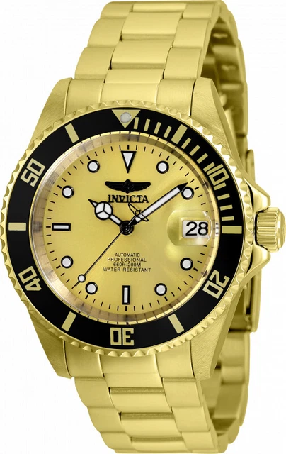 Invicta 35846 20 mm Mens Pro Diver Automatic 3 Hand Gold Dial Watch Invicta 35846 20 mm Mens Pro Diver Automatic 3 Hand Gold Dial Watch