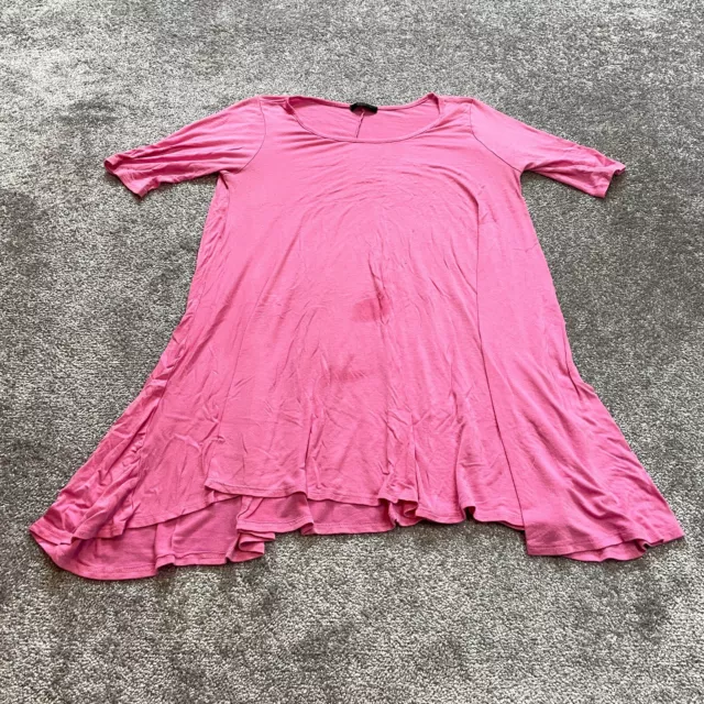 By Together A Line Shirt Dress Womens Medium Pink Midi Casual Soft 3/4 Sleeve