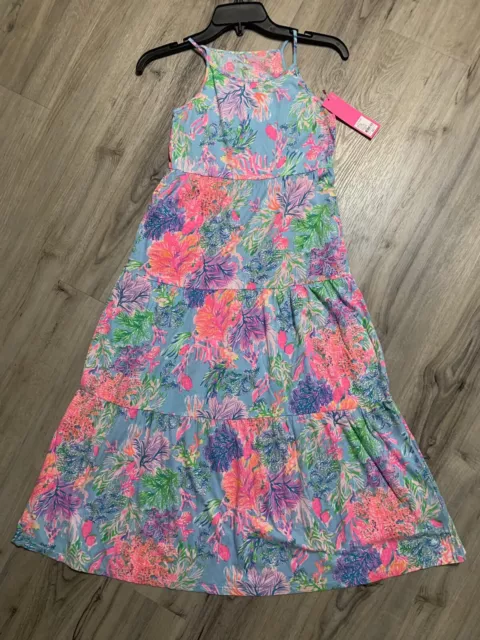 NWT LILLY PULITZER Girls Maxi Dress, Size L, Easter, CAY TO MY HEART, Sf PF $59