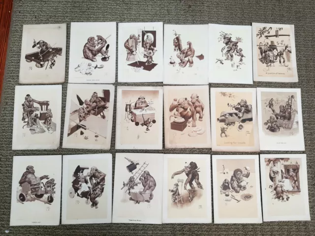 38 pieces Lawson Wood monkey prints used as advertising for 3M in the 1930's