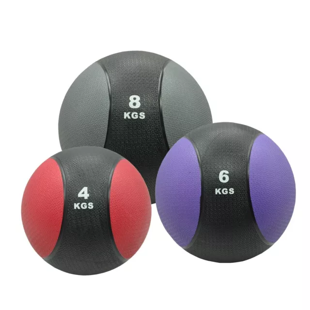 4kg + 6kg + 8kg Commercial Rubber Medicine Ball Set / Gym Fitness Exercise Ball