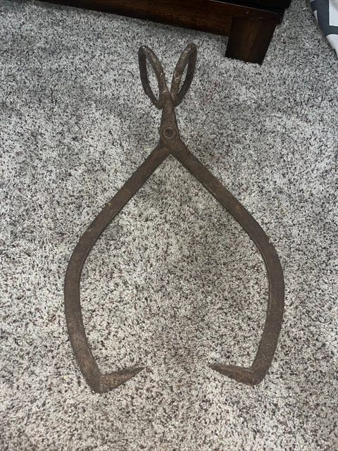 Vintage Tongs Ice Block Iron Log Primitive Vintage Cabin Farmhouse Decor