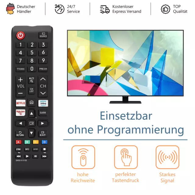 Fernbedienung für Samsung Smart TV / 3D Geräte passend BN59-01315B Netflix Prime