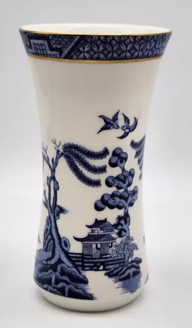 Royal Doulton Booths Real Old Willow Vase 16cm Blue White 1981 Fine Bone China