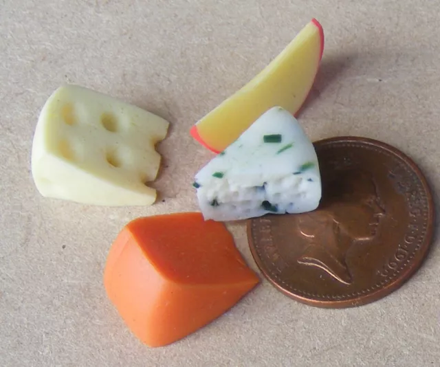 4 Mixed Cheese Slices Tumdee 1:12 Scale Dolls House Miniatures Food Accessory A