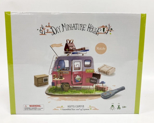 “Happy Camper” DGM04 DIY Miniature House Rolife 3D Wooden Puzzle Model Kit New
