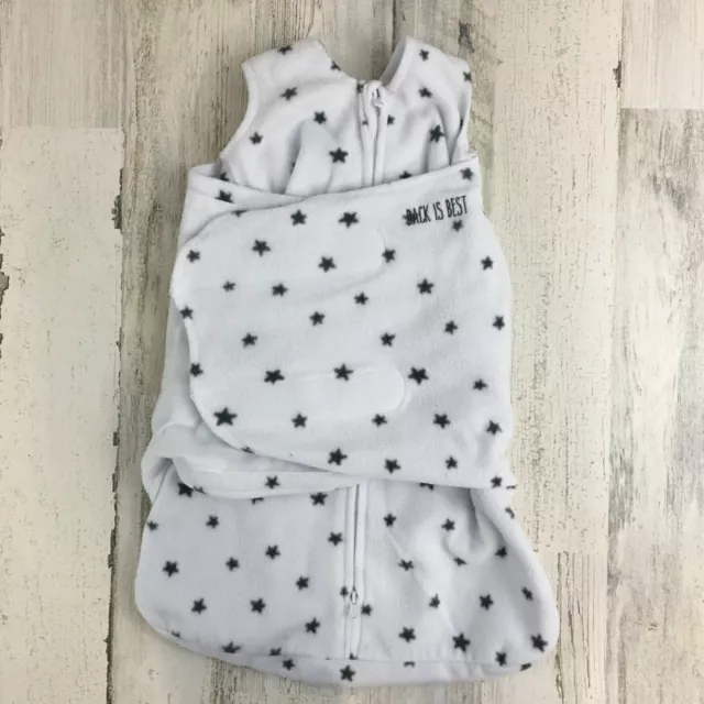 Halo Sleep Sack Swaddle NB 0 to 3 Months Micro Fleece White Stars Print