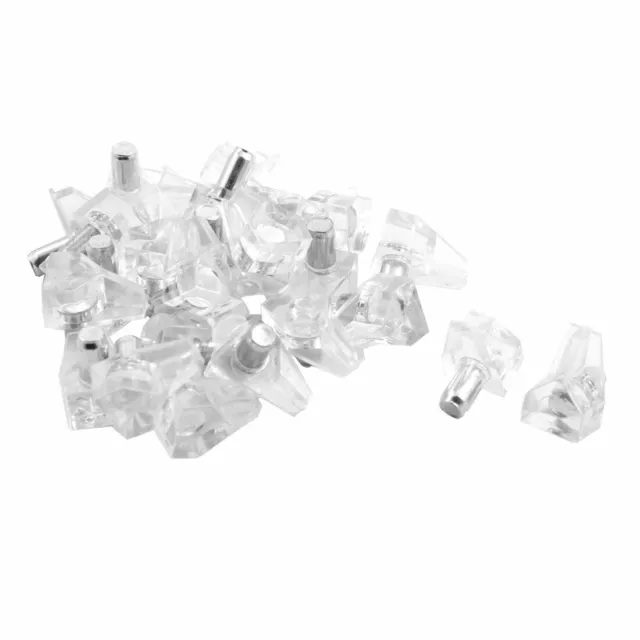 Support Peg Stud Pin Shelf Cupboard Cabinet Clear 5mm Dia 25 Pcs for Kitchen