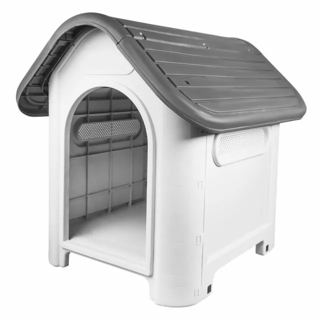Mighty Plastic Dog Cat Kennel Weatherproof For Indoor And Outdoor - GREY