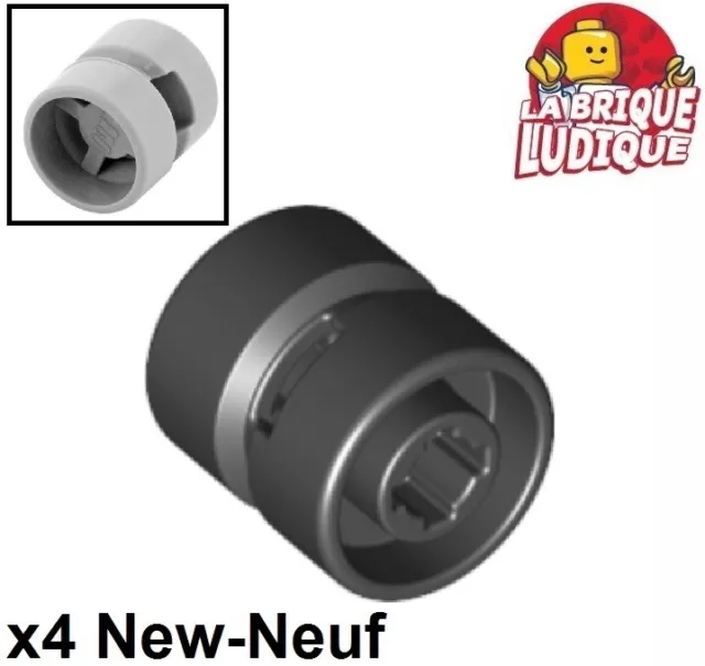 Lego 4x roue jante wheel 11mm D.x 12mm Hole Notched pin noir/black 6014b NEUF