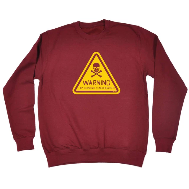 Warning Currently Unsupervised  Mens Novelty Funny Sweatshirts Jumper Sweatshirt