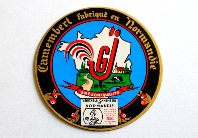 Etiquette Boite Fromage - Camembert De Normandie: Gj - Grejon = Qualité - Label