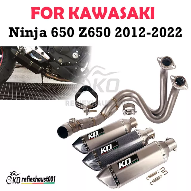 Exhaust Muffler 51mm Header Connect Pipe For Kawasaki Ninja 650 Z650 ER6N 12-22