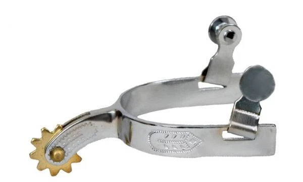 Engraved Polished Stainless Steel Western Saddle Youth Childrens Horse Spurs