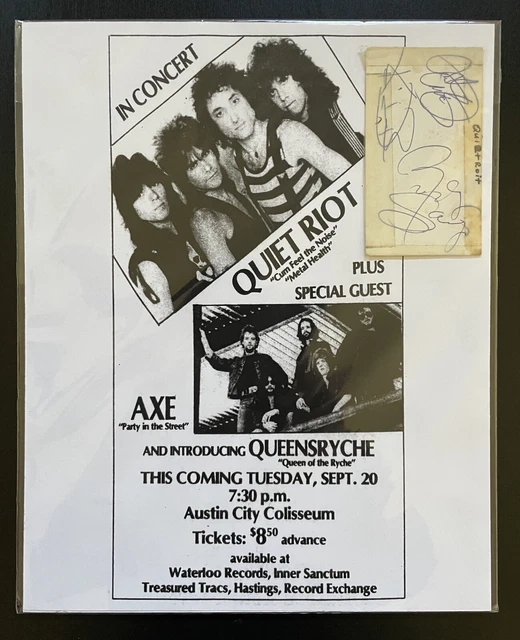 Vintage original 1983 Quiet Riot Signatures Autographed by Sarzo Dubrow Cavazo