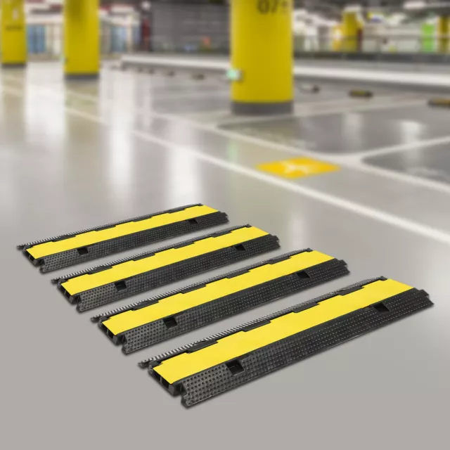 4 Pcs Speed Bumps 2 Channel Wire Hose Cover Guard 22000lbs Cable Protector Ramp