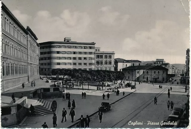 Cartolina Sardegna Cagliari Piazza Garibaldi  Viaggiata Anno 1954