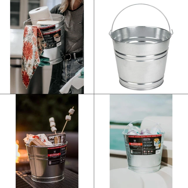 10 Qt. Galvanized Steel Pail | Behrens Water Qt Utility Bucket Round Gallon Of
