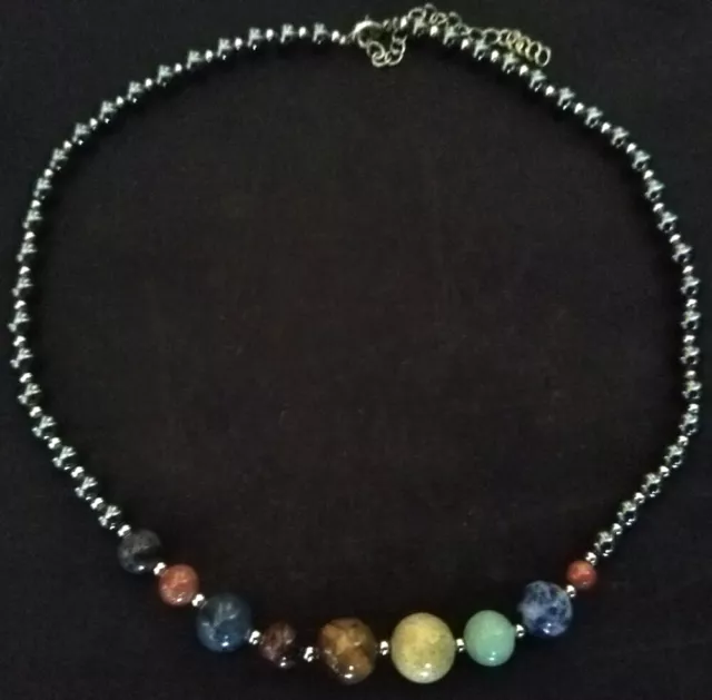 ROCK MINERAL Solar System Gemstones Planet Necklace Jasper Sodalite Rock Crystal