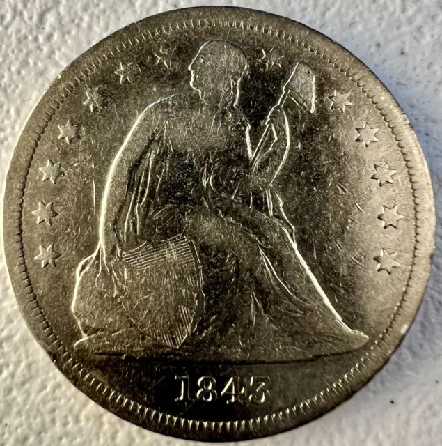 1843 $1 Seated Liberty Silver Dollar