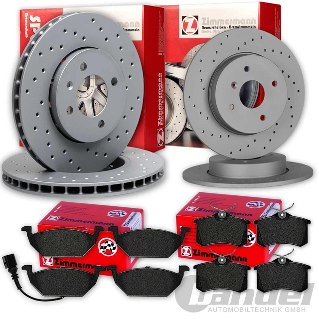 ZIMMERMANN DISCHI FRENO SPORTIVI FORATI + PASTIGLIE ANTERIORI POSTERIORI per VW GOLF 4 A3