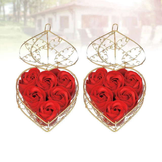2 juegos baño de fragancia floral pétalos de rosa cuerpo en corazón caja de regalo para