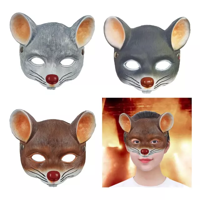 3D souris demi visage masque Costume Cosplay mascarade Pâques Rat Animal
