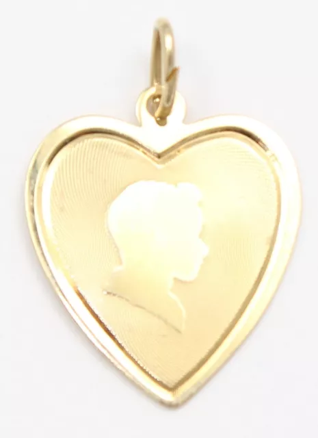 14k Yellow Gold Heart Charm Necklace Pendant