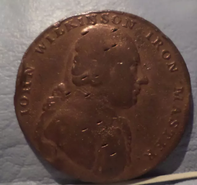 Great Britain Uk Token 1/2 Penny 1792 John Wilkinson F-