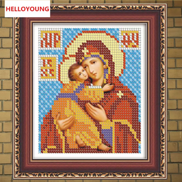 DIY 5D Rhinestone Embroidery Mosaic Russia Human Virgin & Child Diamond Painting