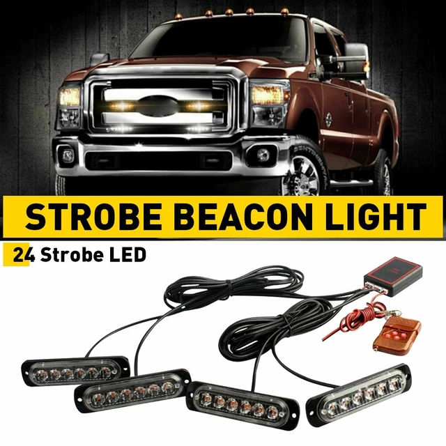 Amber/White 6LED Car Hazard Flash Strobe Light Dash Warning Lamp Truck USA