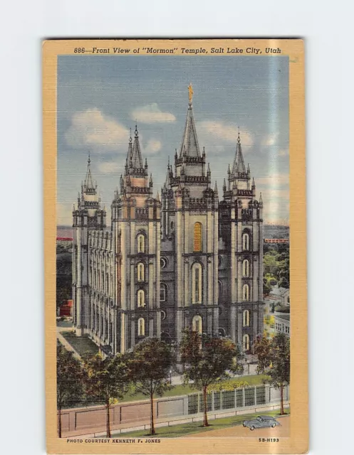 Postcard Front View of "Mormon" Temple Salt Lake City Utah USA