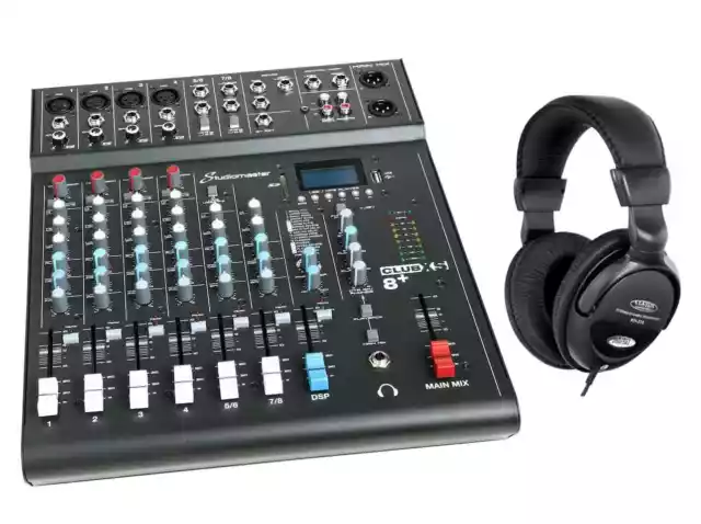 Studiomaster Club XS 8+ 6-Kanal Mixer Set 8 Eingänge DSP Fußschalter Kopfhörer
