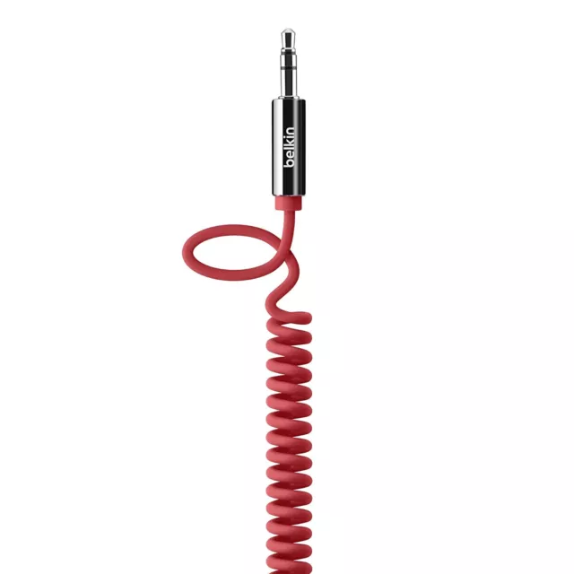 Belkin MIXIT Audio Spiral Kabel 3,5mm Klinke 1,8m AUX Stereo Kabel Anschluss Rot