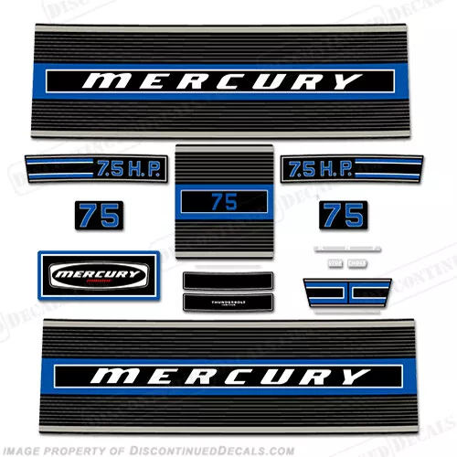 Fits Mercury 1975 7.5HP Outboard Engine Decals