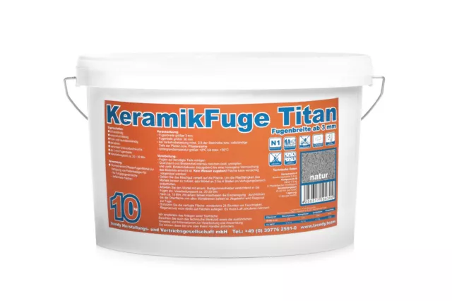 trendyFIX Keramik Fuge 1K Titan 10 kg | auch für PKW-Belastung | natur