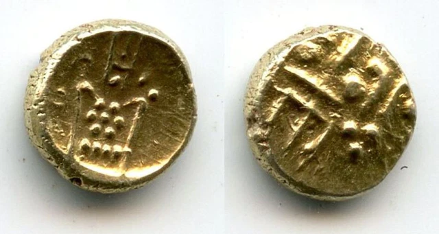 Uncertain gold Kali fanam minted by the British EIC company or the Dutch VOC com