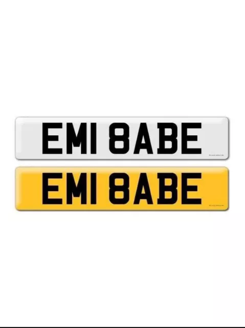 cherished number plate EM18ABE EMMA EMMI BABY BABE