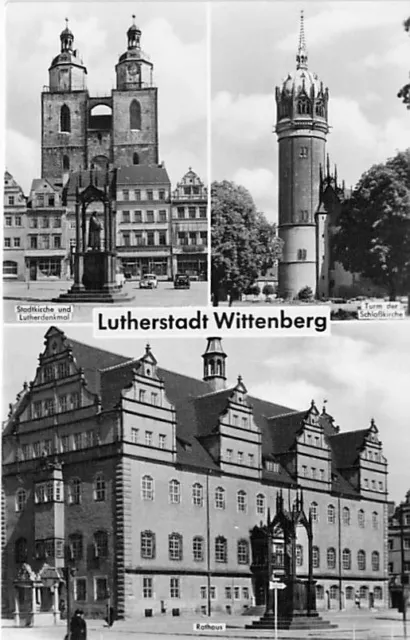 Wittenberg AK Lutherstadt, Rathaus, Kirche, Mehrbild Ansichtskarte DDR um 1950